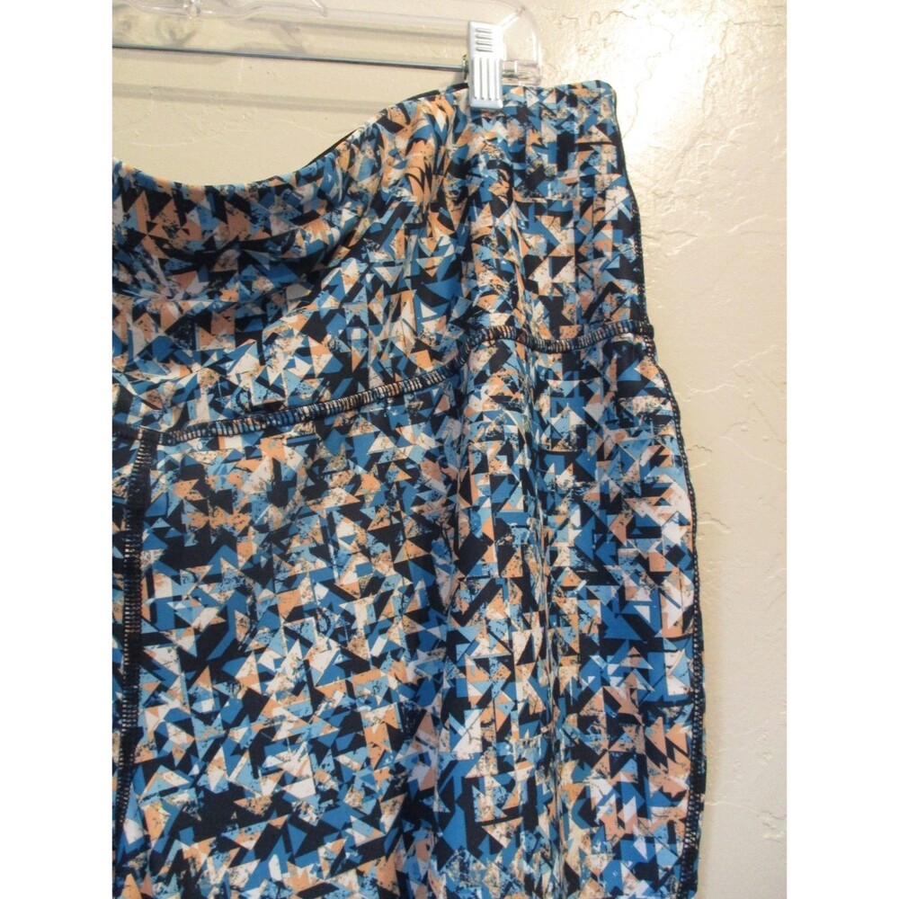 Xersion Womens Sz 3X Quick-Dri 7/8 Ankle Leggings Workout Gym Geometric Blue - Picture 2 of 4